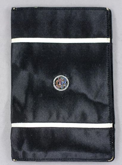Porte-feuille en tissus noir et bandes blanches...