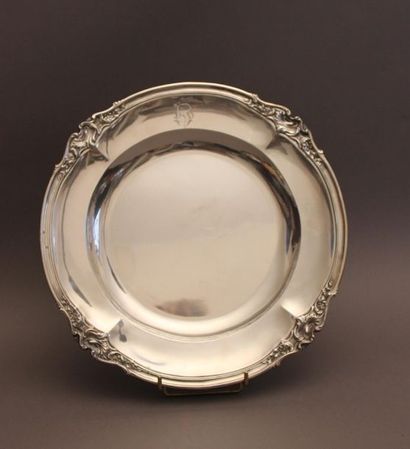 Plat creux rond mouvementé en argent 950°/°°à...