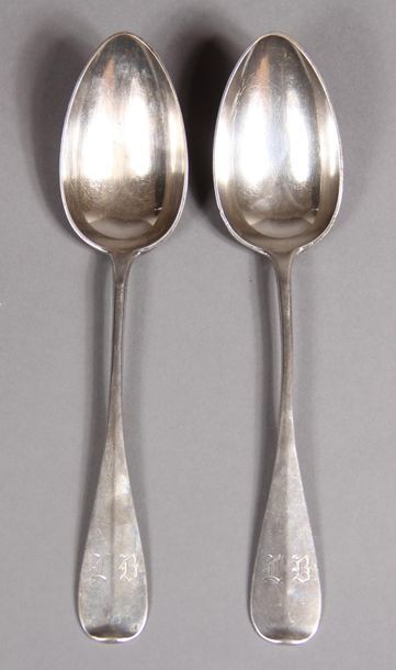 Deux cuillers de table en argent 875°/°°...