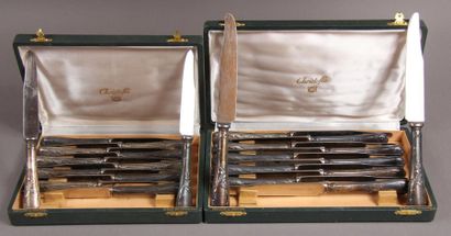 CHRISTOFLE
Douze couteaux de table (une lame...
