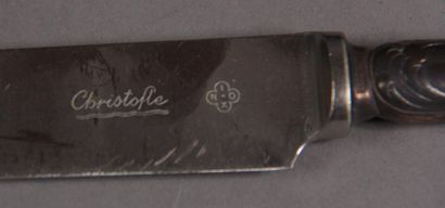 CHRISTOFLE
Douze couteaux de table (une lame...