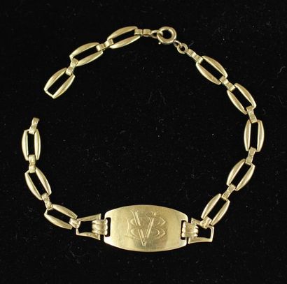 Gourmette en or jaune 18k gravée BV, pds...