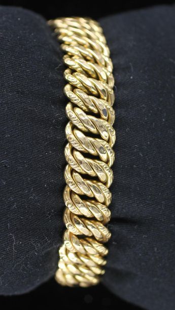 Bracelet à maillons creux en or jaune 18k,...