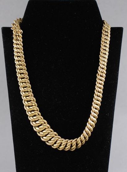 Collier à maillons creux en or jaune 18k,...