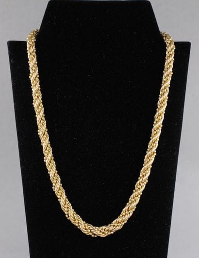 Collier torsadé en or jaune 18k, pds : 50,5...