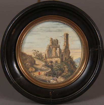 Ecole française vers 1800
Paysage animé aux...