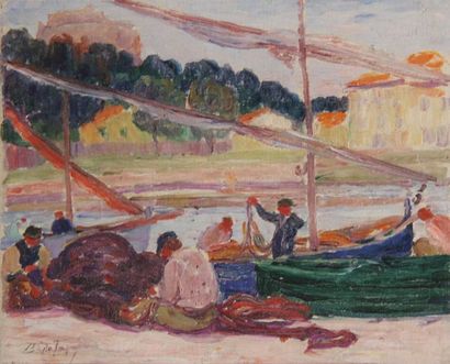 *Ecole moderne
Les pêcheurs
Huile sur toile...