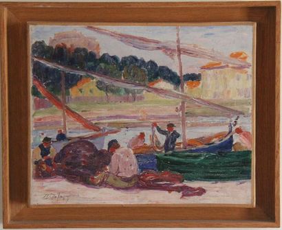 *Ecole moderne
Les pêcheurs
Huile sur toile...