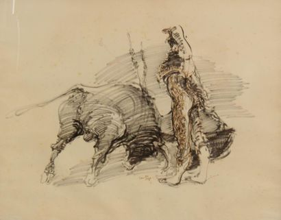 Monique LANCELOT (1923-1982)
Le torero
Fusain...