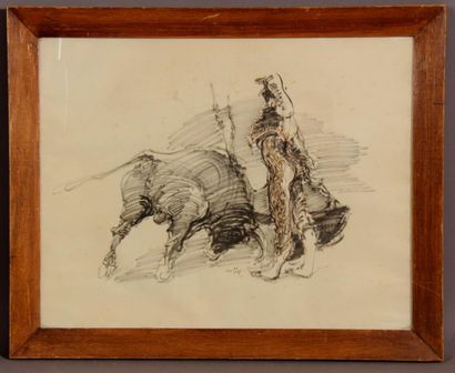 Monique LANCELOT (1923-1982)
Le torero
Fusain...