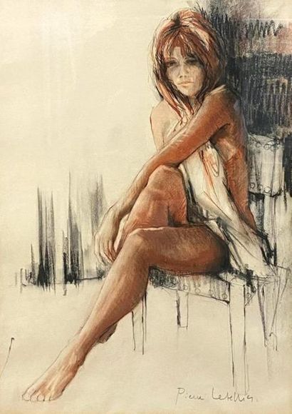 Pierre LETELLIER (1928-2000)
Femme assise
Fusain...