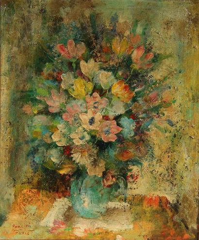Santini PONCINI (XXème s.)
Bouquet de fleurs
Huile...