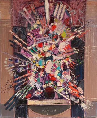 Ecole contemporaine
Bouquet de fleurs
Huile...