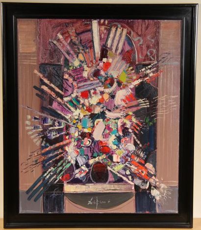 Ecole contemporaine
Bouquet de fleurs
Huile...