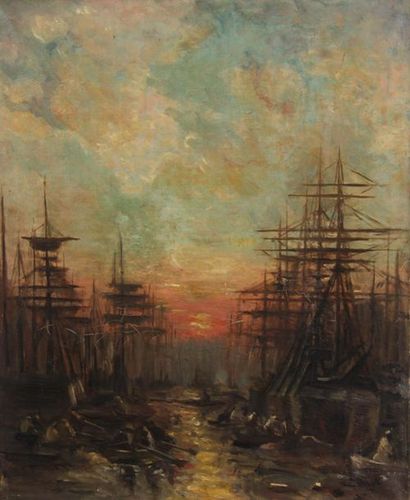 Ecole moderne
Bateaux à quai
Huile sur toile
50...