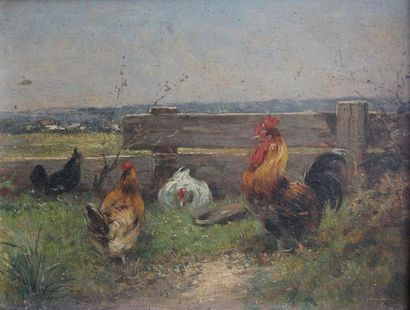 Ecole française du XIXème s.
Coq et poules
Deux...