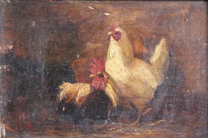 Ecole française du XIXème s.
Coqs, poules...