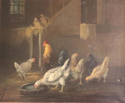 Ecole française du XIXème s.
Coqs, poules...