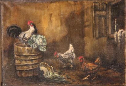 Ecole française du XIXème s.
Coqs, poules...
