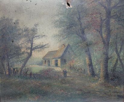Ecole française du XIXème s.
Paysage animé
Trois...