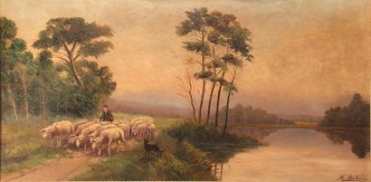 M. DEHOUX
Les bergers
Huile sur toile signée...