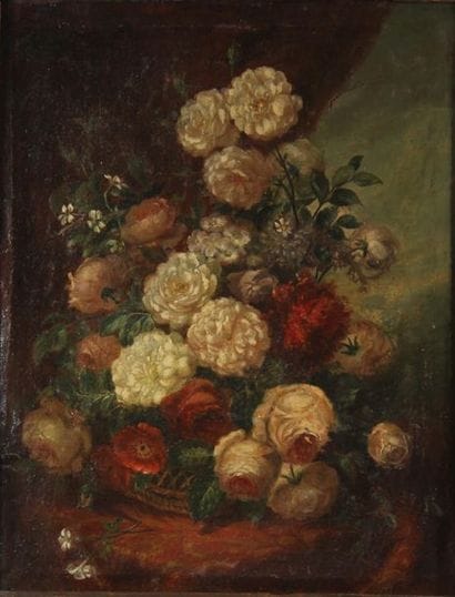 *Ecole du XVIIIème s.
Nature-morte aux fleurs
Huile...