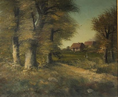 Ecole moderne
Paysage à la ferme
Huile sur...
