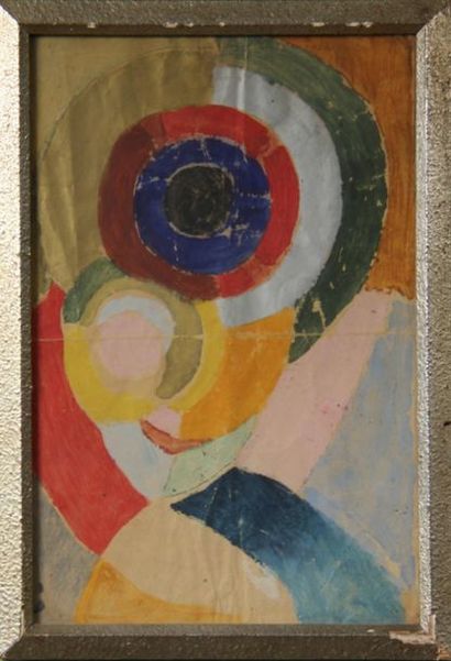 Ecole moderne dans le goût de DELAUNAY
Cercles
Gouache
32...