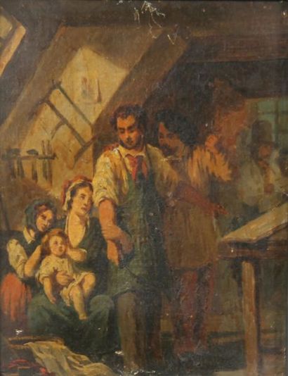 Ecole du XIXème s.
La famille du menuisier
Huile...