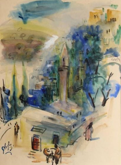 Ecole israelienne moderne
Village
Aquarelle...