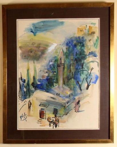 Ecole israelienne moderne
Village
Aquarelle...