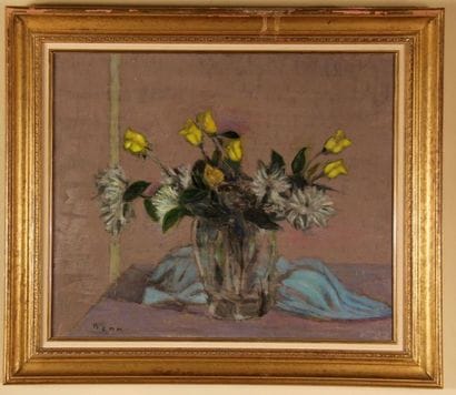 BENN (1905-1989)
Sept roses jaunes
Huile...