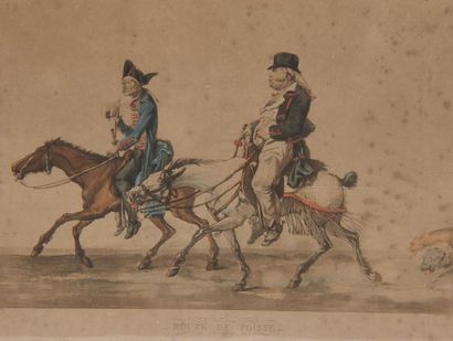 Lot de gravures dépareillées dont :
- paire...