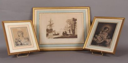 Lot de trois gravures :
- Claude Le LORRAIN...