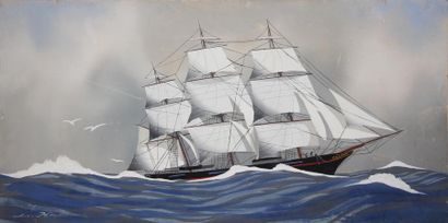 Léon HAFFNER (1881-1972)
Voilier
Pochoir...