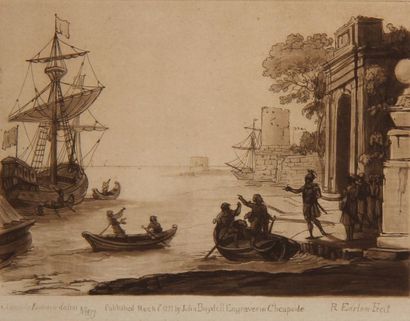 Lot de trois gravures :
- Claude Le LORRAIN...
