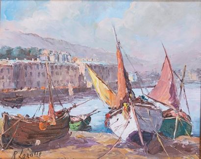 *P. LOROTTE
Bateaux sur la grève
Huile sur...