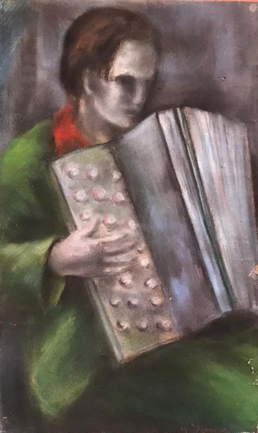 *Ecole moderne
L'accordéoniste
Pastel signée...