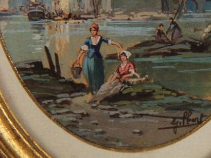 Ecole française du XIXe siècle
Paysage fluvial
Gouache...