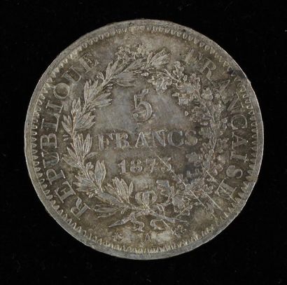Une pièce de 5 FF Hercule en argent 1873