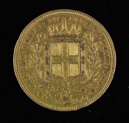 *Une pièce de 100 Lire en or 1832 (accidents...
