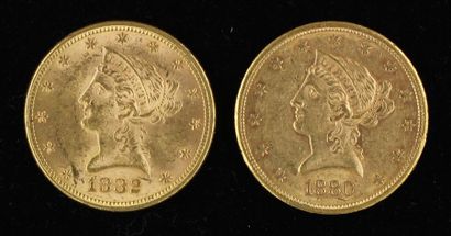 *Deux pièces de 10 dollars en or 1880, 1...