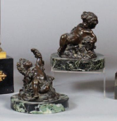 «Bacchus enfant» Deux épreuves en bronze...