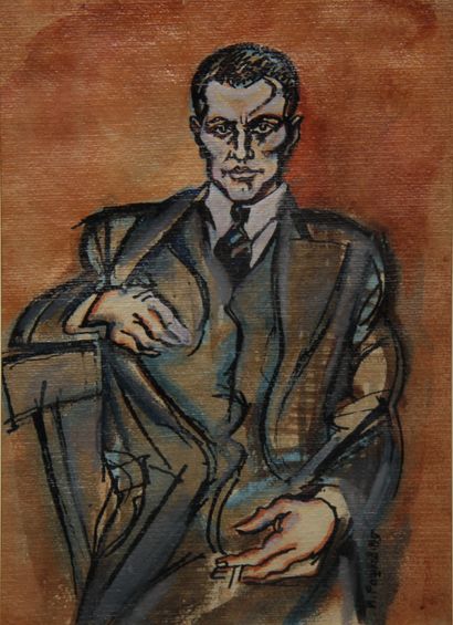 - Ecole contemporaine

Portrait d'homme

Huile...
