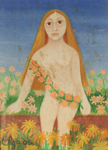 Lot de six tableaux :

- Emma VALLE Femme...