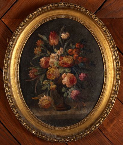French school

Bouquet of flowers on an entablature

Oil...