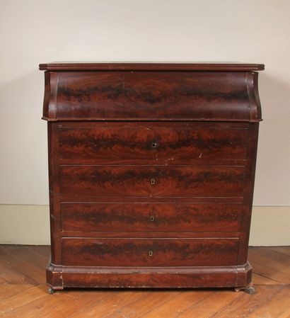 Commode de toilettes en placage d'acajou,...