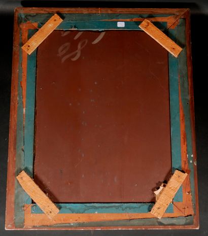 *Glace rectangulaire en bois stuqué redoré...