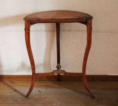 Console tripode demi-lune en bois naturel,...
