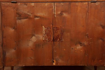 Commode rectangulaire en bois naturel marqueté...